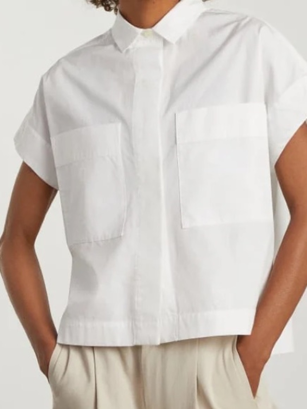 Everlane White Boxy Short-Sleeve Button-Down Shirt
